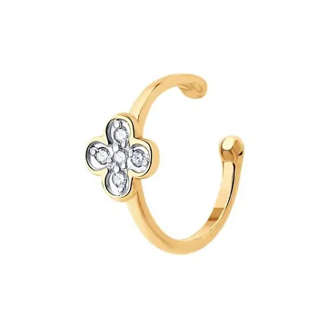 Серьги одиночные из красного золота