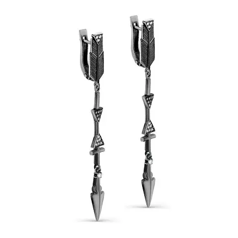 Серьги подвесные из черного серебра
