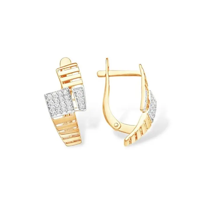 Серьги с английским замком из красного золота