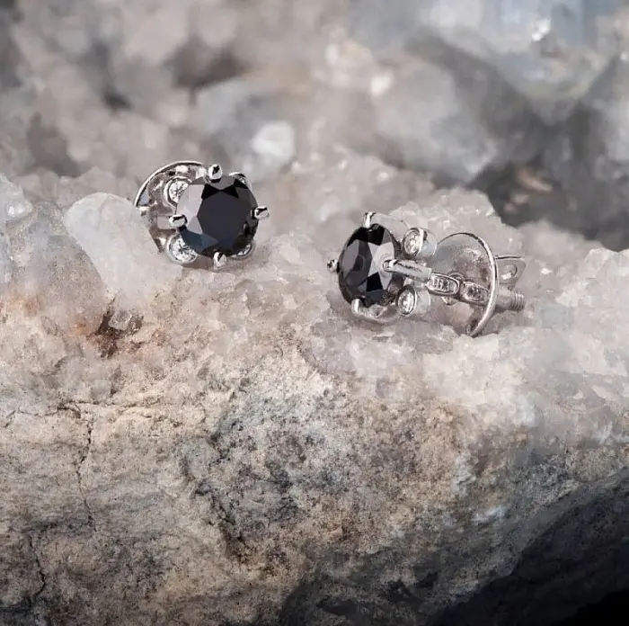Серьги пуссеты из серебра вид 1