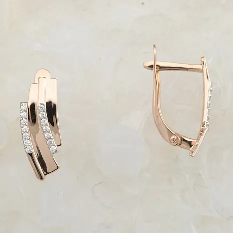 Серьги с английским замком из красного золота