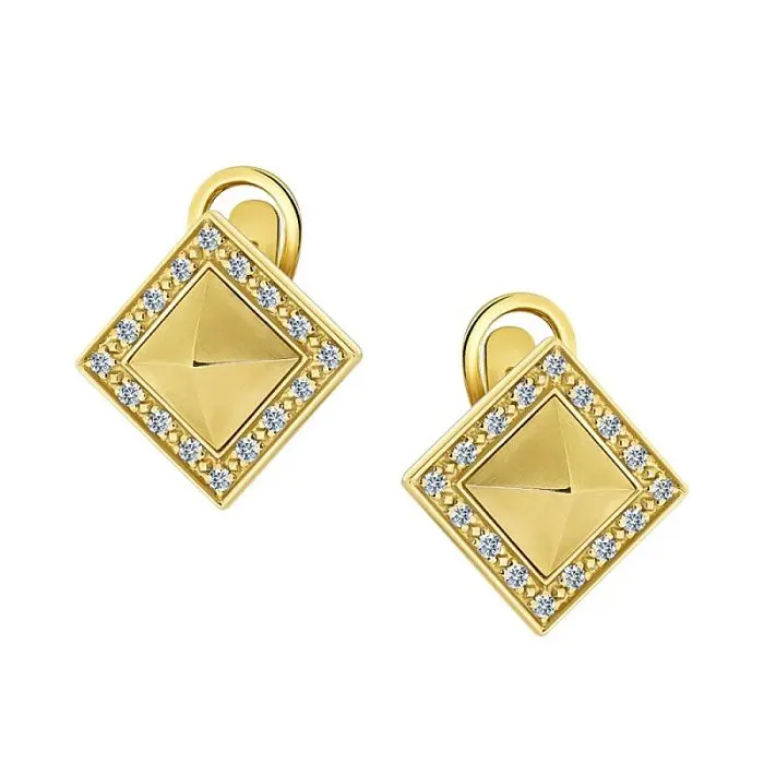 Серьги с английским замком из желтого золота