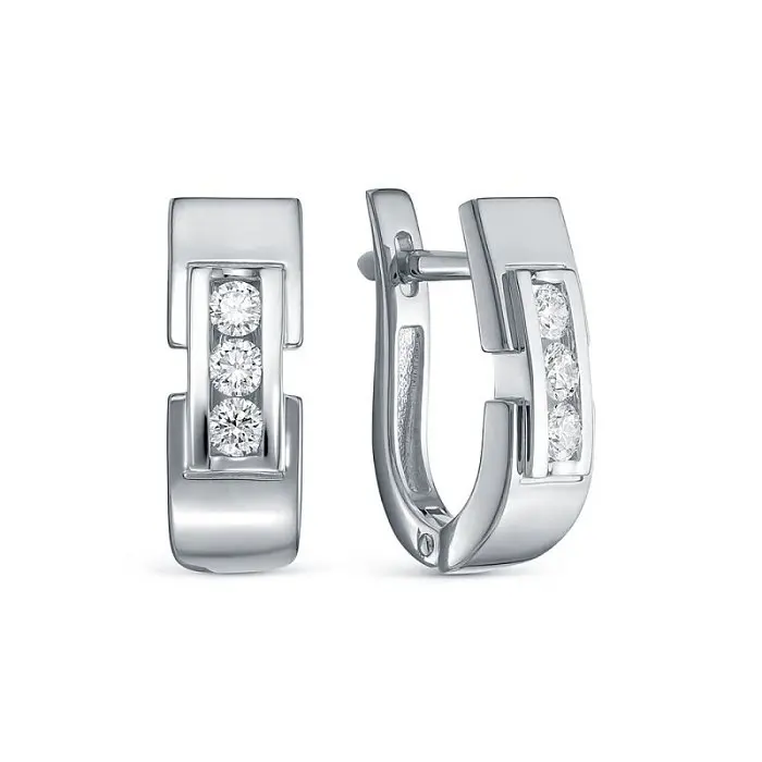 Серьги с английским замком из белого золота