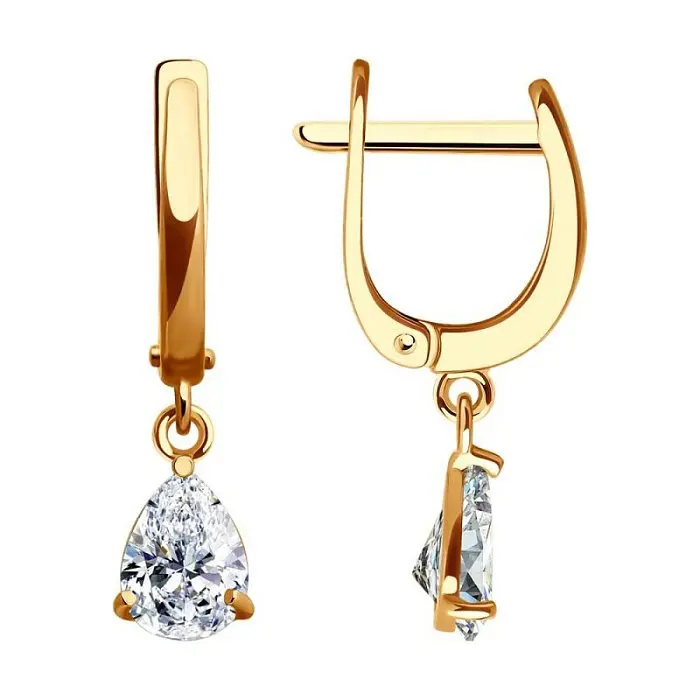 Серьги подвесные из красного золота