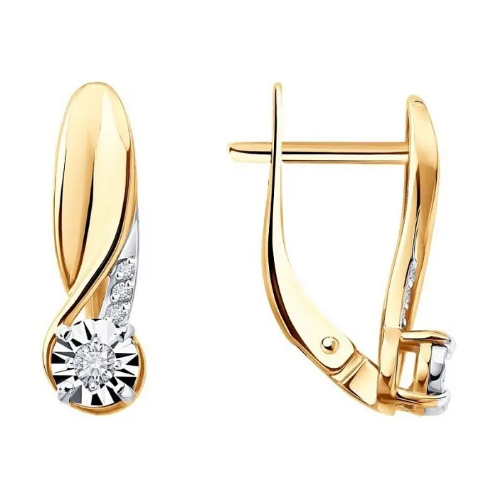 Серьги с английским замком из красного золота