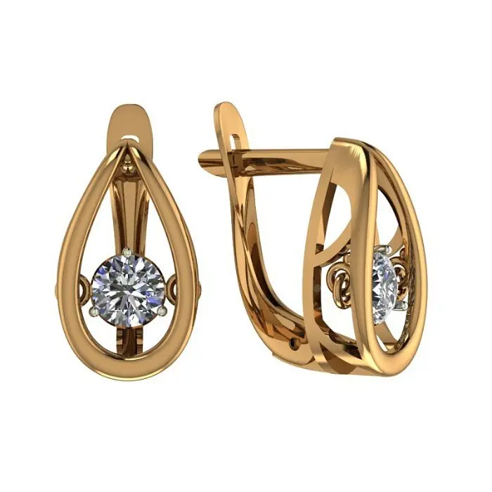 Серьги с английским замком из красного золота