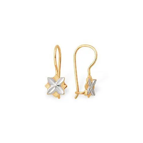 Серьги детские из комбинированного золота