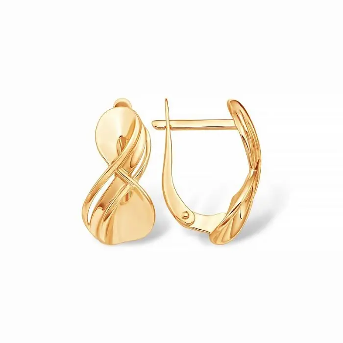 Серьги с английским замком из красного золота