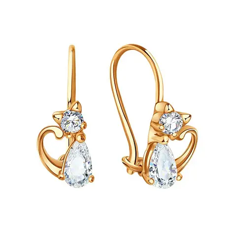 Серьги детские из красного золота