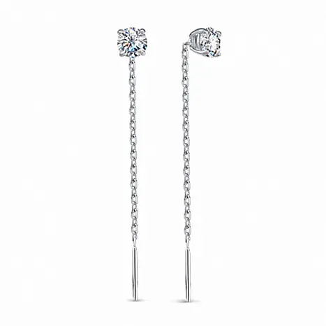 Серьги цепочки из серебра