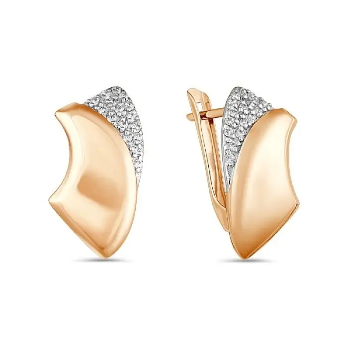 Серьги с английским замком из красного золота