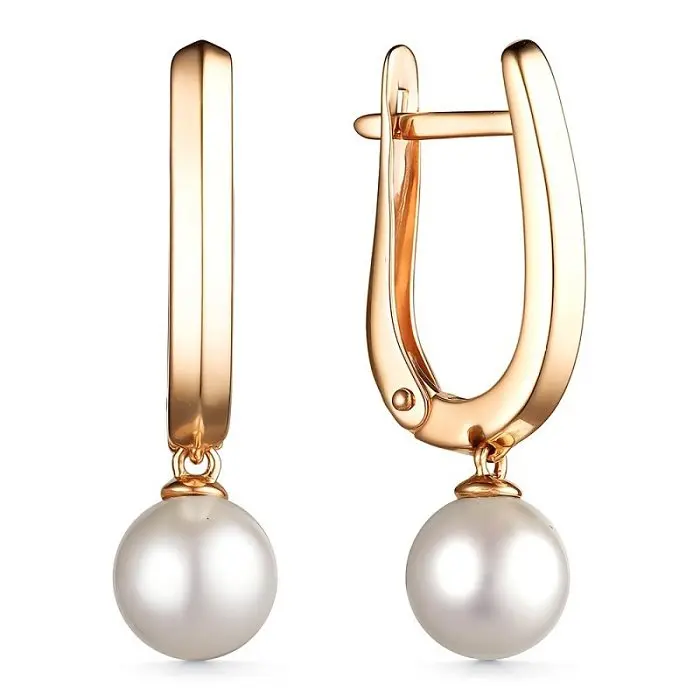 Серьги с английским замком из красного золота