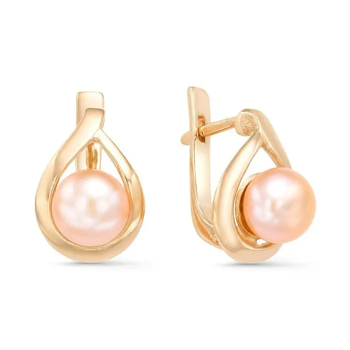 Серьги с английским замком из красного золота