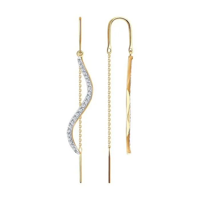 Серьги цепочки из красного золота