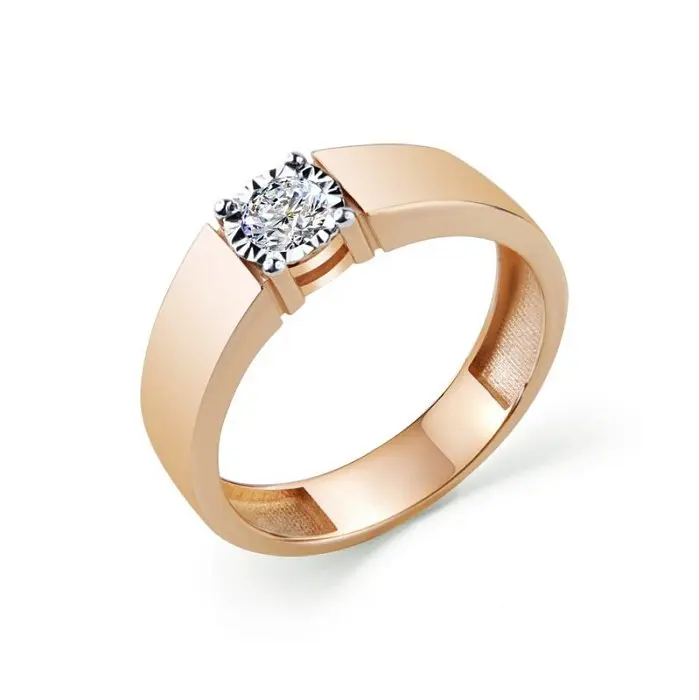 Кольцо помолвочное из комбинированного золота