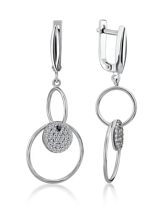 Серьги подвесные из серебра