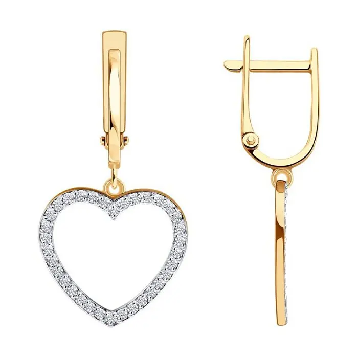 Серьги подвесные из красного золота