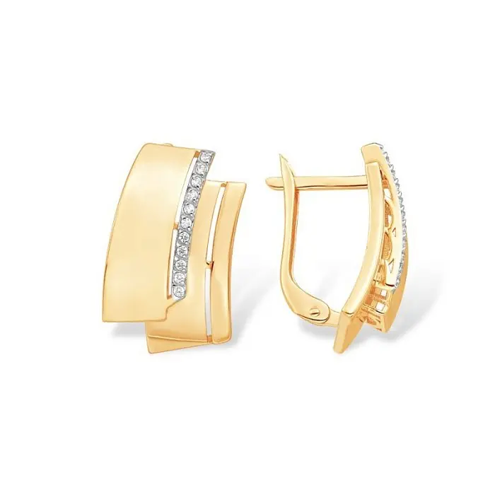 Серьги с английским замком из красного золота