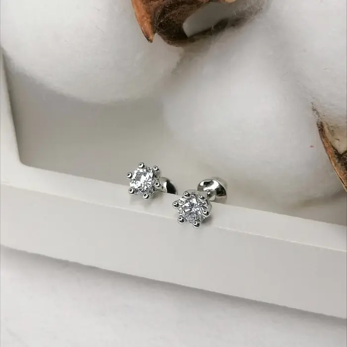 Серьги пуссеты из серебра