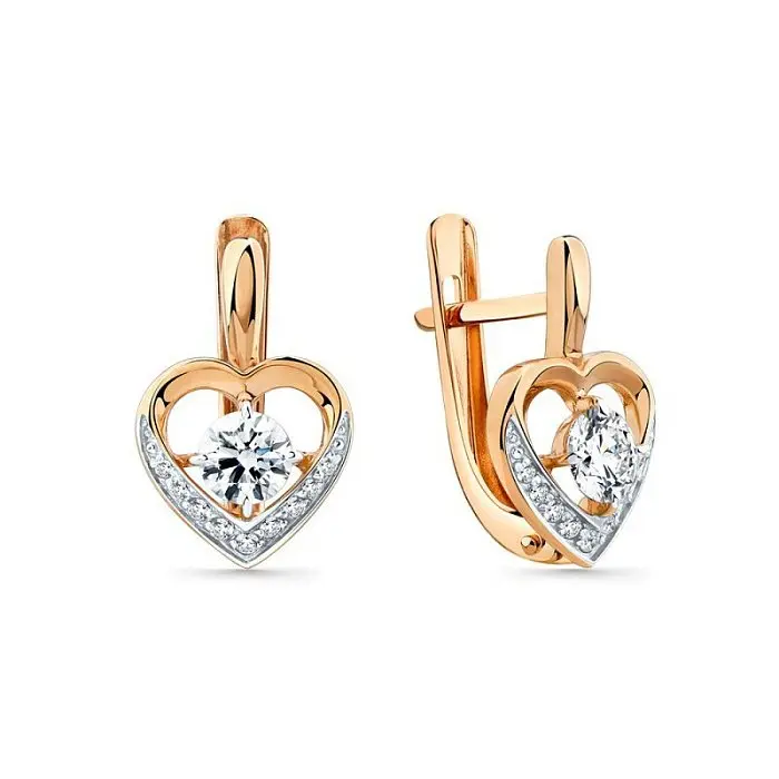 Серьги с английским замком из комбинированного золота