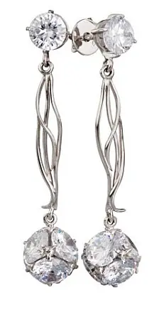 Серьги подвесные из серебра