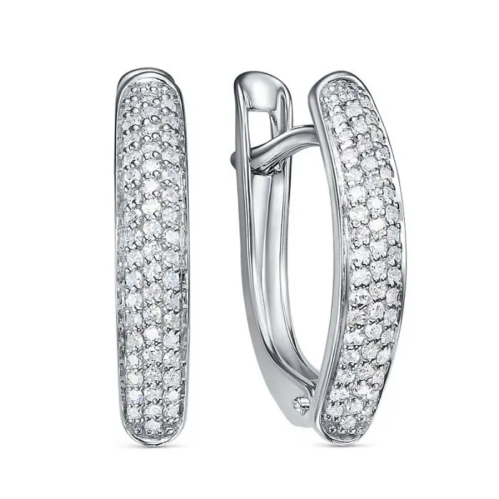 Серьги с английским замком из белого золота