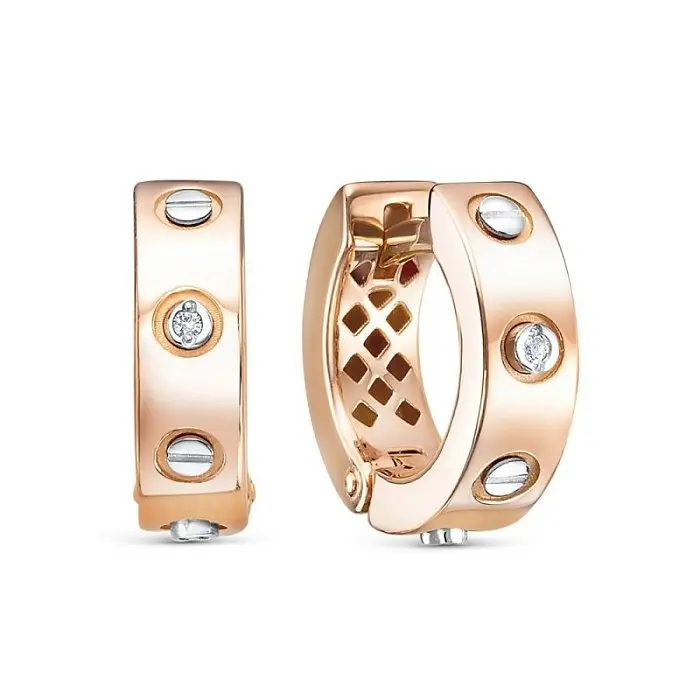 Серьги с английским замком из красного золота