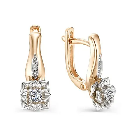 Серьги с английским замком из комбинированного золота