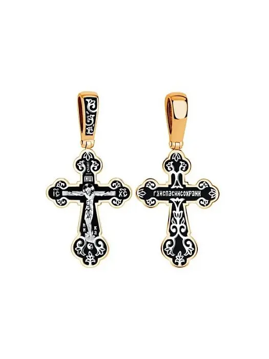 Подвеска крест из позолоты вид 1