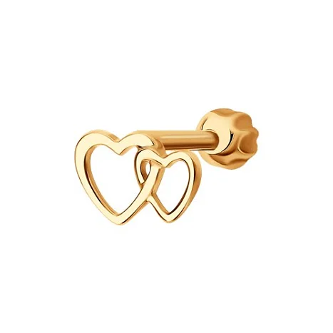 Серьги одиночные из красного золота