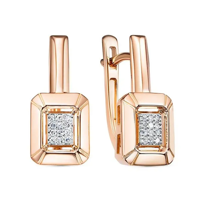 Серьги с английским замком из комбинированного золота