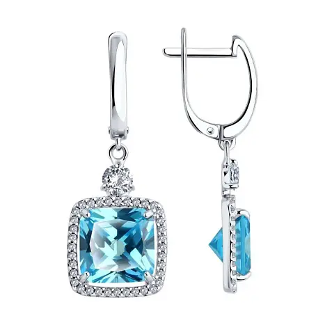 Серьги подвесные из серебра