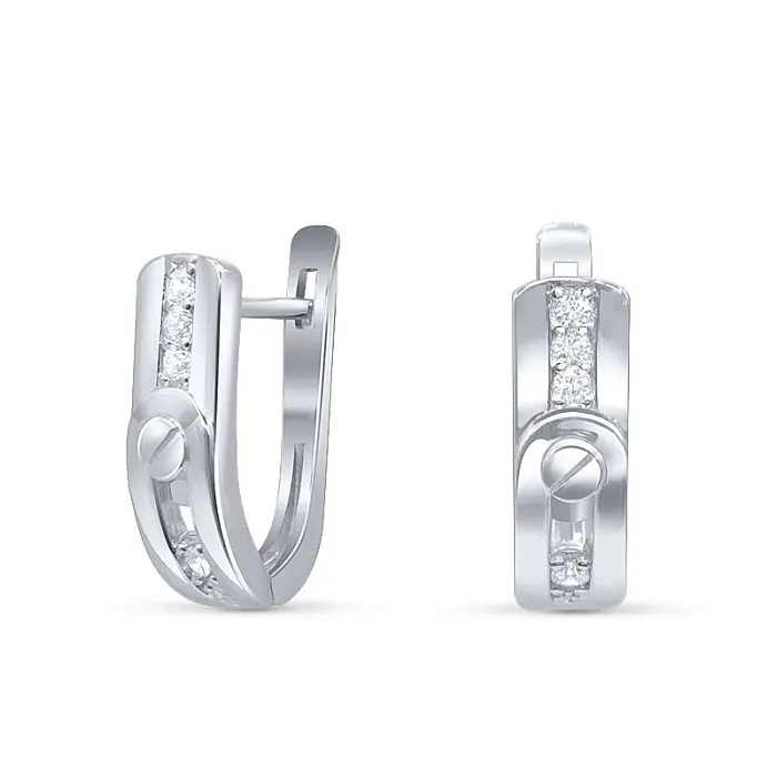 Серьги с английским замком из серебра