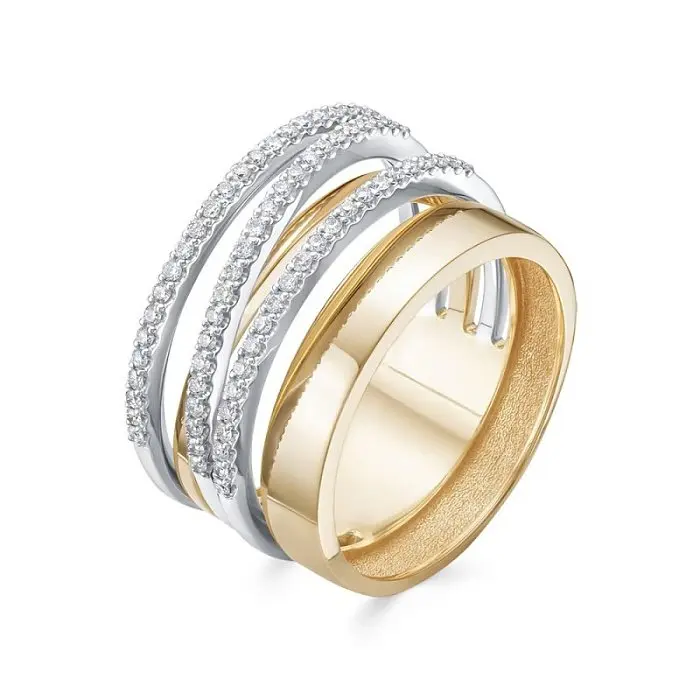 Кольцо декоративное из комбинированного золота вид 1