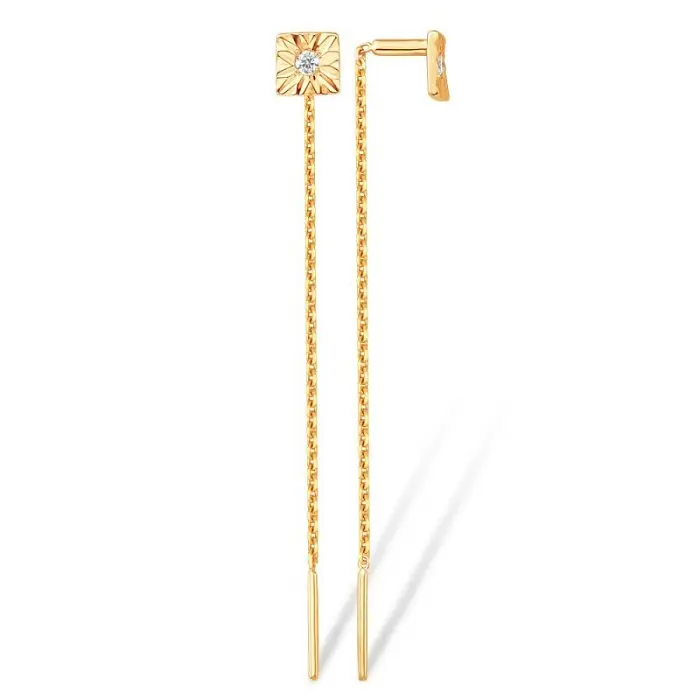 Серьги цепочки из красного золота