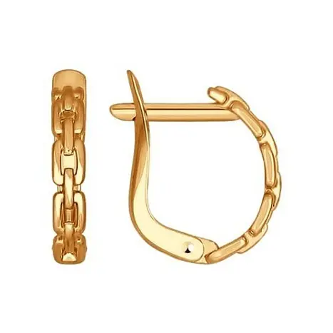 Серьги с английским замком из красного золота