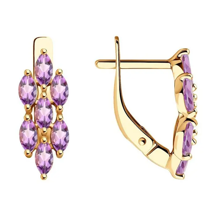 Серьги с английским замком из красного золота