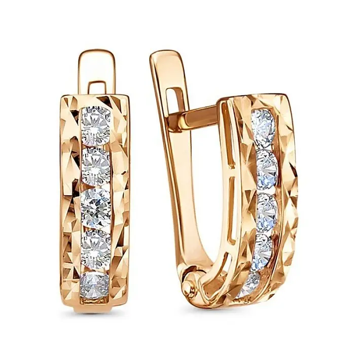 Серьги с английским замком из красного золота