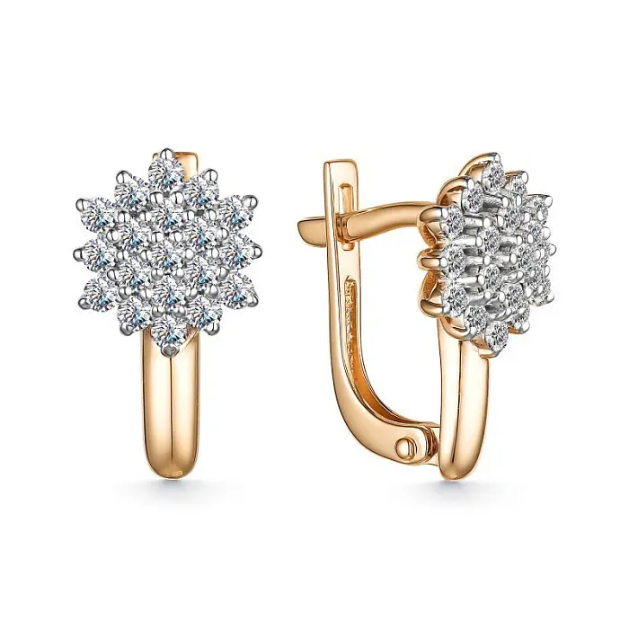 Серьги с английским замком из красного золота