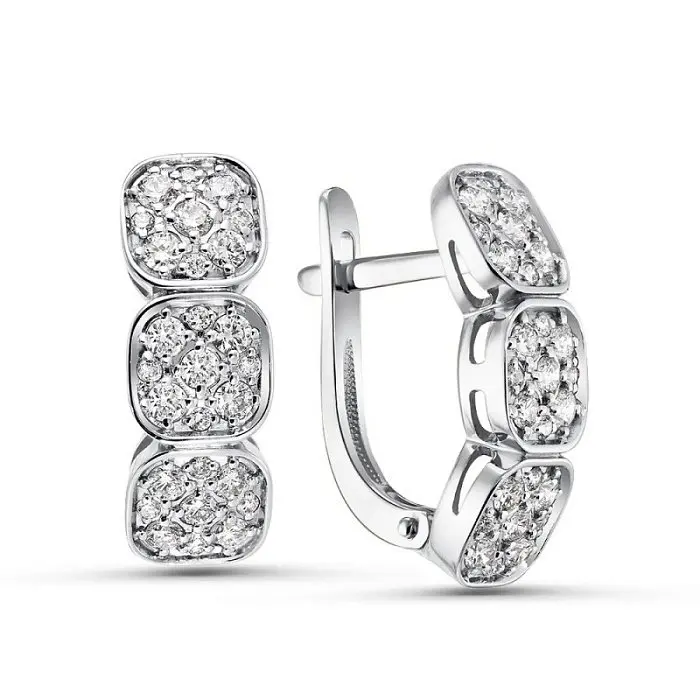 Серьги с английским замком из белого золота