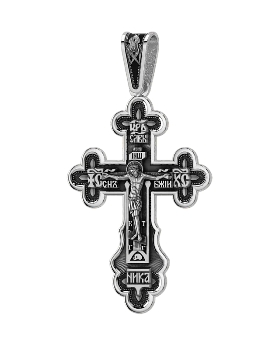 Подвеска крест из черного серебра