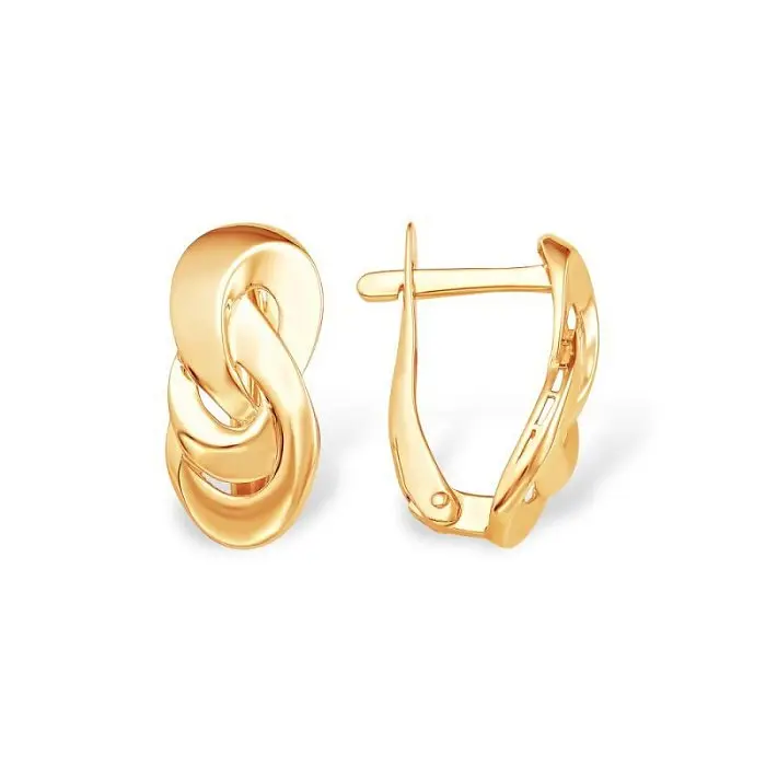 Серьги с английским замком из красного золота