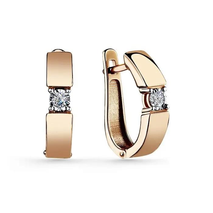 Серьги с английским замком из комбинированного золота