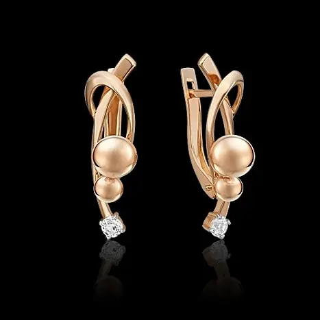 Серьги с английским замком из красного золота