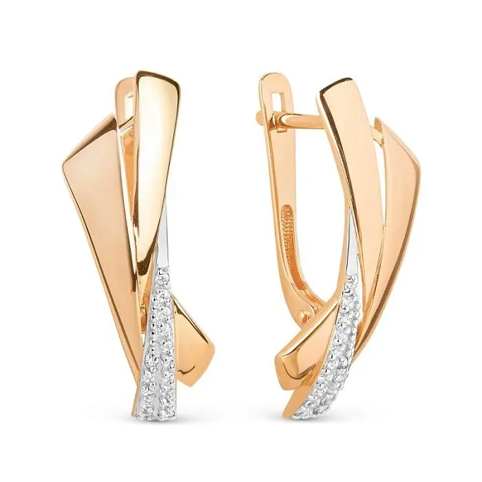 Серьги с английским замком из красного золота