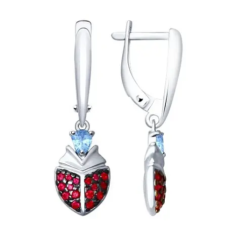 Серьги подвесные из серебра