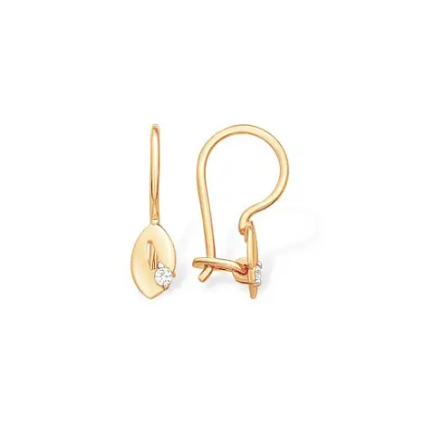 Серьги детские из красного золота
