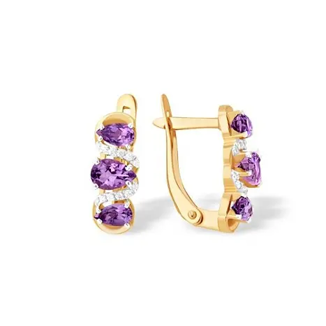 Серьги с английским замком из красного золота