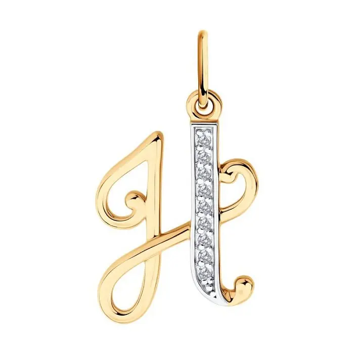 Подвеска буква из комбинированного золота