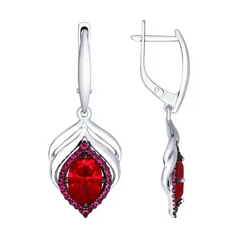 Серьги подвесные из серебра
